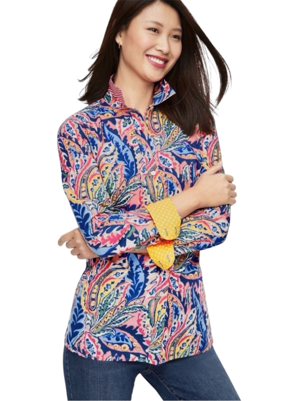 Talbots Paisley Print Button-Up Shirt – Size L 🌸
